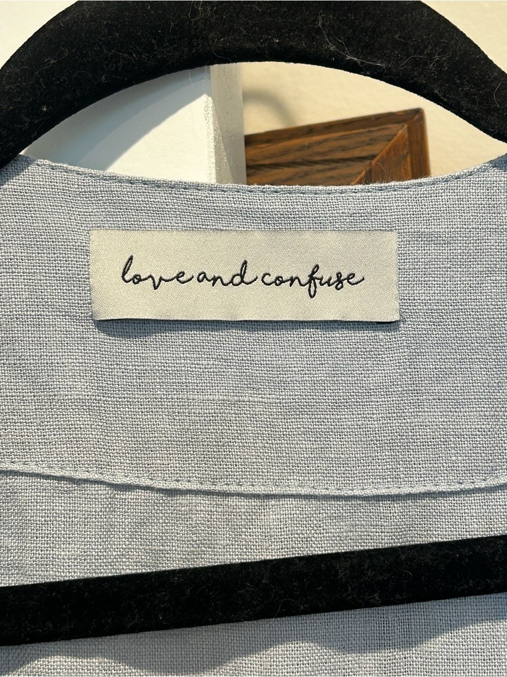 Love and Confuse Bella Linen Wrap Dress - Midi in Bluestone